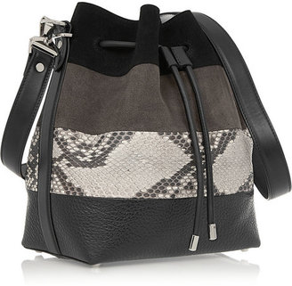 Proenza Schouler Bucket medium suede, python and leather shoulder bag
