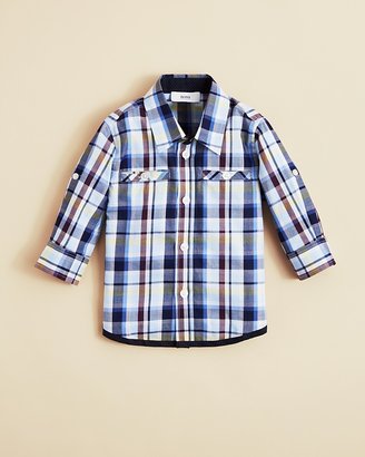 HUGO BOSS Boys' Plaid Shirt with Dot Print Trim - Sizes 2-3