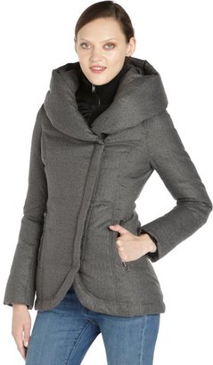 Soia & Kyo grey stretch down filled long sleeve hooded jacket