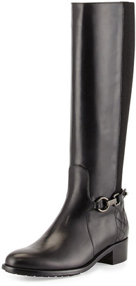 Aquatalia Oralie Leather Stretch Knee Boot, Black