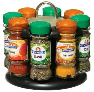 Premier Housewares Spice Rack with 8 Schwartz Spices - Black