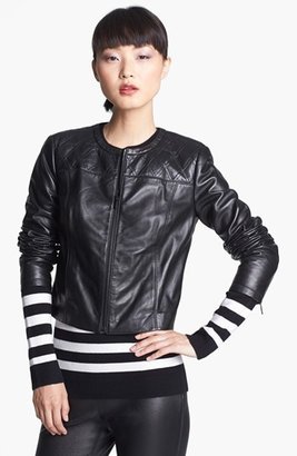 Nordstrom Miss Wu Zip Front Leather Jacket Exclusive)