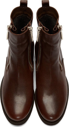 DSquared 1090 Dsquared2 Brown Leather Side Zip Boots