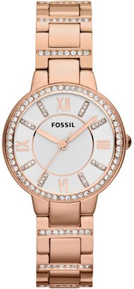 Fossil Women's Virginia Rose Gold-Tone Stainless Steel Bracelet Watch 30mm ES3284
