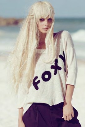 Wildfox Couture Foxy V-Neck Sweater in Vintage Lace