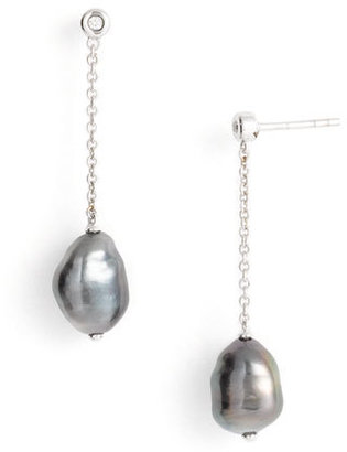 Mikimoto 'Baroque' Black South Sea Cultured Pearl & Diamond Earrings