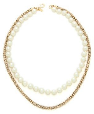 Kenneth Jay Lane Imitation Pearl Crystal Rope Necklace