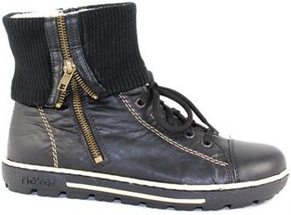 Rieker Sydney Sheepskin Lined Ladies Short Ankle Boot (Black)