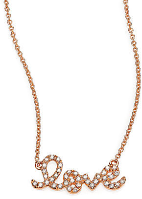 Sydney Evan Diamond & 14K Rose Gold Small Love Necklace