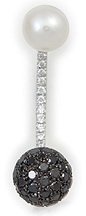 Delfina Delettrez 18kt White Gold Sphere Earring with Diamonds and Pearl