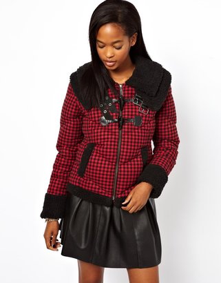 Katie Judith Padded Jacket With Shearling Collar