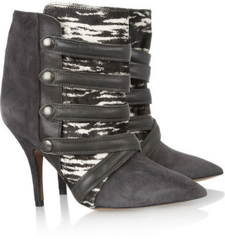 Isabel Marant Tacy suede, printed calf hair and leather boots
