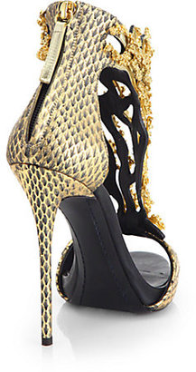 Giuseppe Zanotti Goldtone Coral Python Sandals