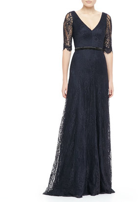 O'Neill Theia by Don Lace Elbow-Sleeve Gown