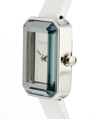 Oasis White Leather Rectangle Face Watch