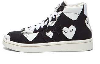 Comme des Garcons PLAY High Top Canvas Sneakers in Black & White