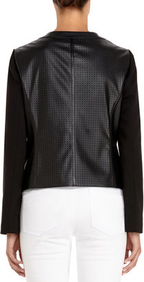 Jones New York Perforated Black Faux Leather Jacket (Plus)