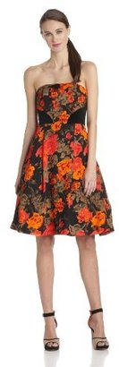 Tracy Reese Women's Printed Chic Strapless Fit-and-Flare Frock Dress