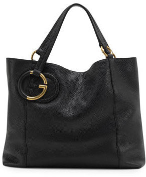 Gucci Twill Leather Medium Shoulder Bag, Black