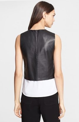 Theory 'Hodal L' Leather Overlay Top