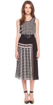 Michael Kors Mixed-Print Pleated Dress