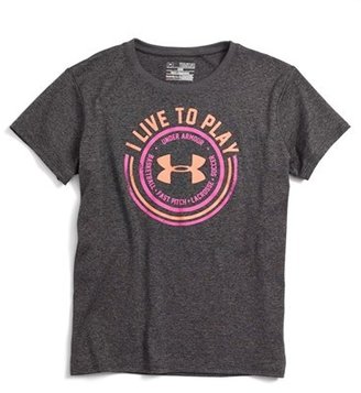 Under Armour 'I Live to Play' Short Sleeve Tee (Big Girls)