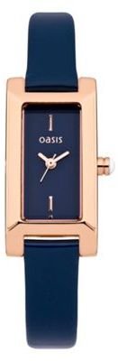 Oasis Ladies navy square dial leather watch