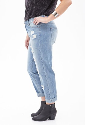 Forever 21 FOREVER 21+ High-Waisted Distressed Boyfriend Jeans