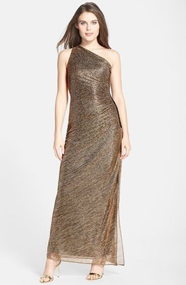 Laundry by Shelli Segal Metallic One-Shoulder Gown