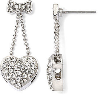 JCPenney Decree Silver-Tone Heart and Bow Drop Earrings