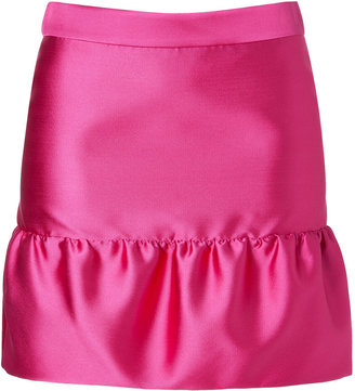 Moschino Cheap & Chic Satin Ruffle Hem Skirt in Fuchsia