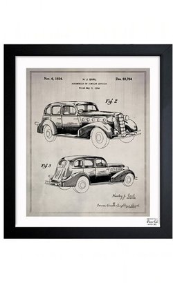 Oliver Gal 'Car Blueprint' Framed Print