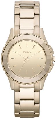 DKNY Ladies Mirror Dial Watch with Gold Bracelet