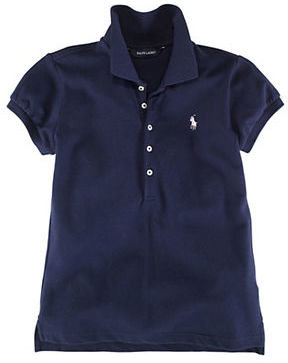 Ralph Lauren Childrenswear French Turquoise Short Sleeve Stretch Mesh Polo with Pony Player-WHITE-7-8