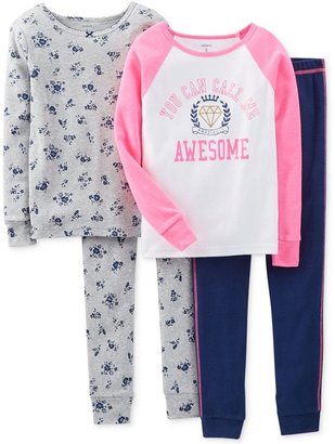 Carter's Little Girls' 4-Piece Fitted Cotton Pajamas