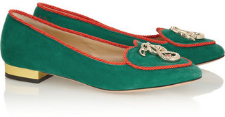Charlotte Olympia Year of the Snake suede slippers