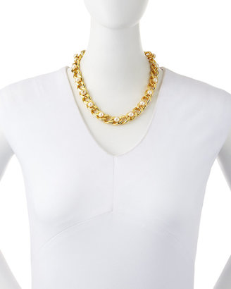 Tory Burch Winchel Pearly Chain Necklace