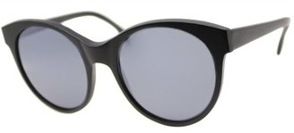 Illesteva IL Mademoiselle 7007M Matte Black Rounded Cat Eye Sunglasses Grey Mirror Lens