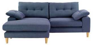 Debenhams Blue 'Turner' chaise corner sofa with light wood feet