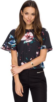 Warehouse Displaced Floral Top Cropped tops