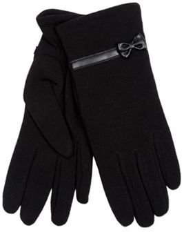 Isotoner Black thermal bow trim gloves