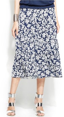 Studio M Floral-Print Tiered Midi Skirt
