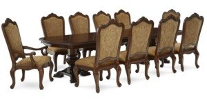 Lakewood 11-Piece Dining Room Furniture Set (Double Pedestal Dining Table, 8 Side Chairs & 2 Arm Chairs)