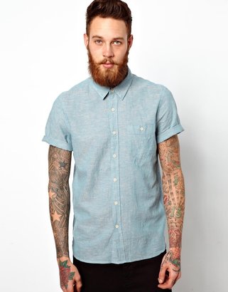 ASOS Shirt In Short Sleeve With Linen Mix