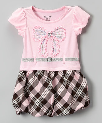 Nannette Pink Plaid Cap-Sleeve Dress - Toddler & Girls