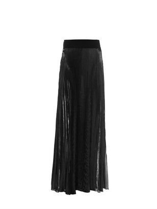 Galvan Pleated high-shine maxi skirt