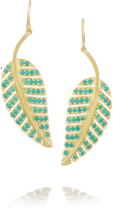 Jennifer Meyer 18-karat gold turquoise leaf earrings