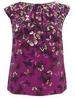Dorothy Perkins Womens Billie & Blossom Berry Butterfly Button Top- Red