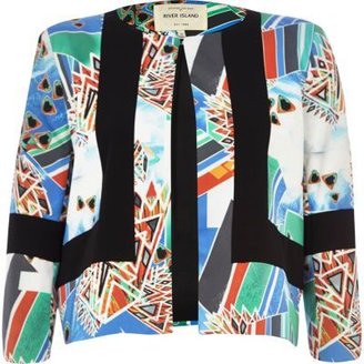 River Island Green mixed print fitted crepe jacket