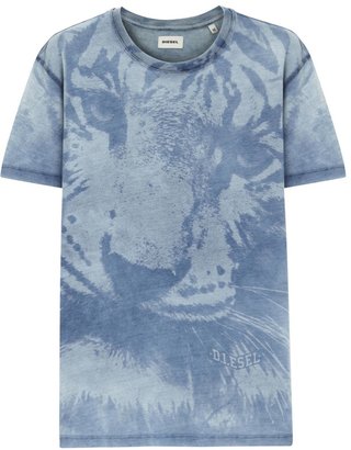 Diesel Blue tiger cotton T-shirt